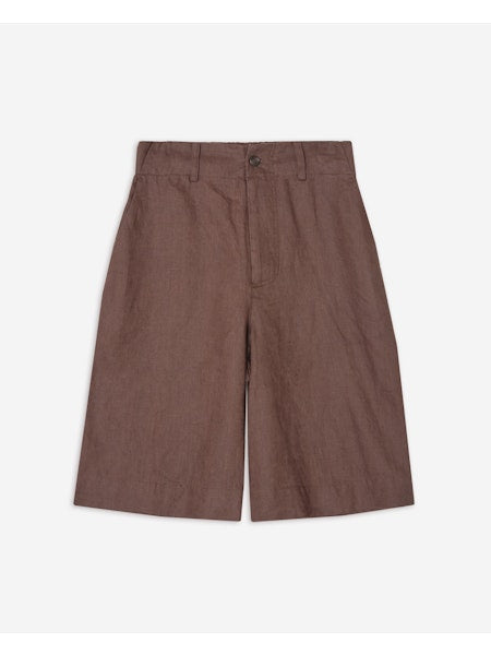 Bermuda de lino color chocolate.