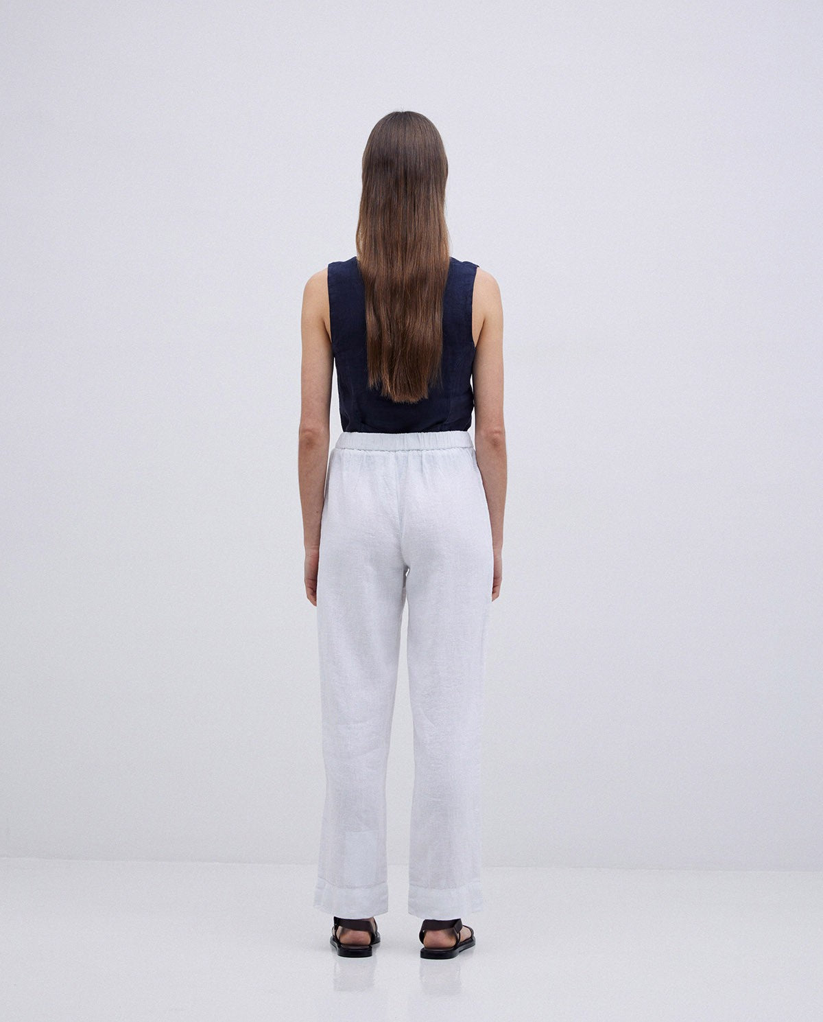 Pantalones 100% lino blanco