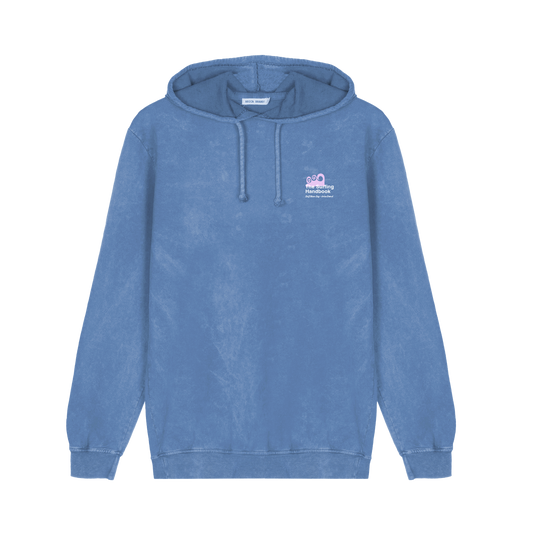 Sudadera capucha estampada azul.