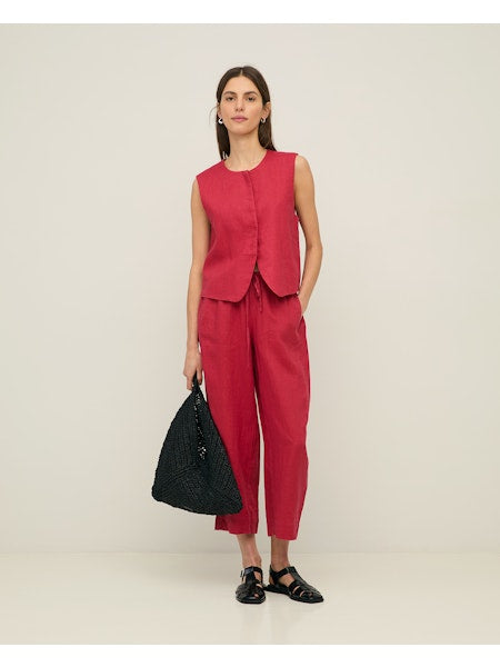 Chaleco de lino cn color frambuesa