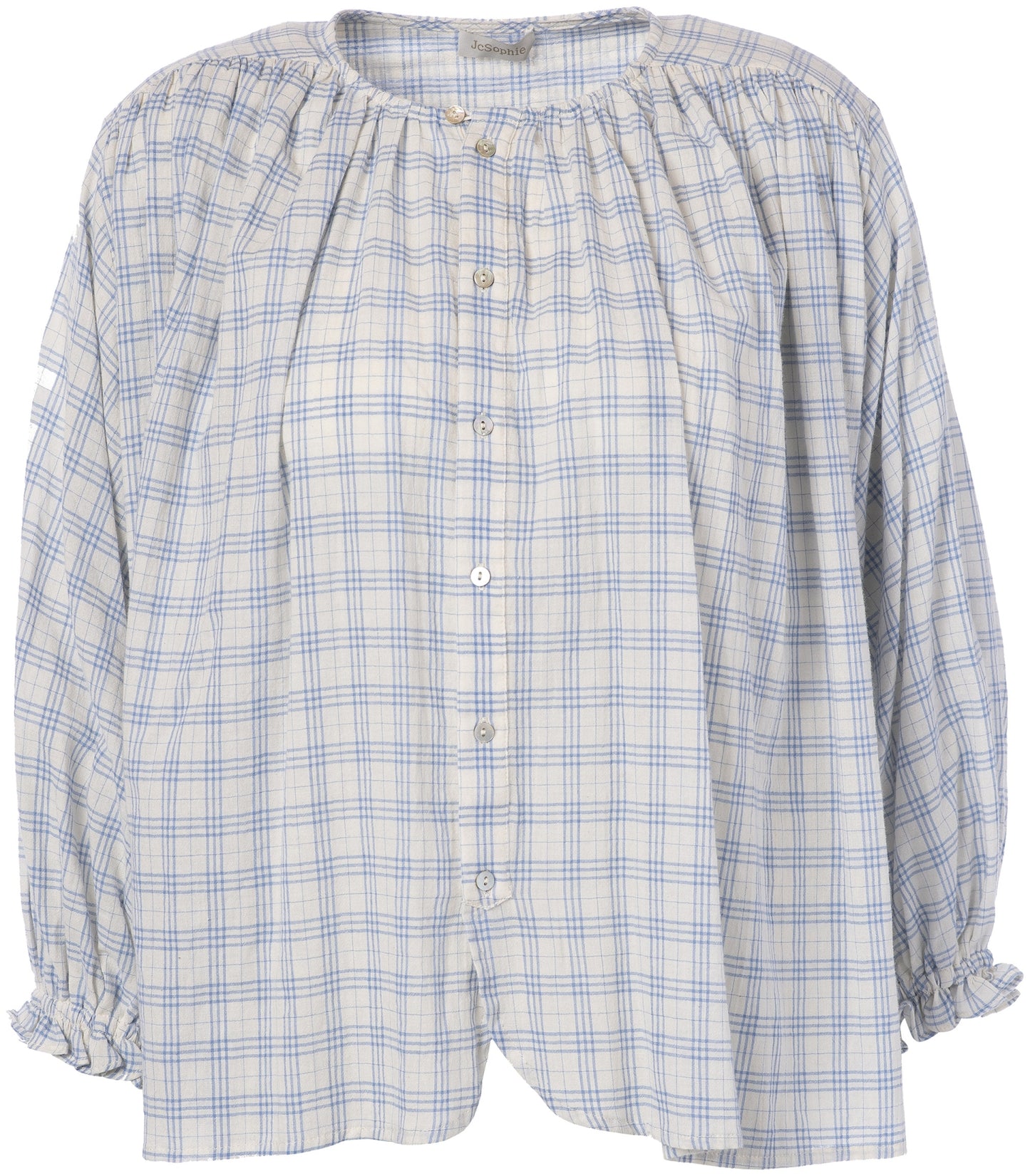 Blusa cuadros sin cuello