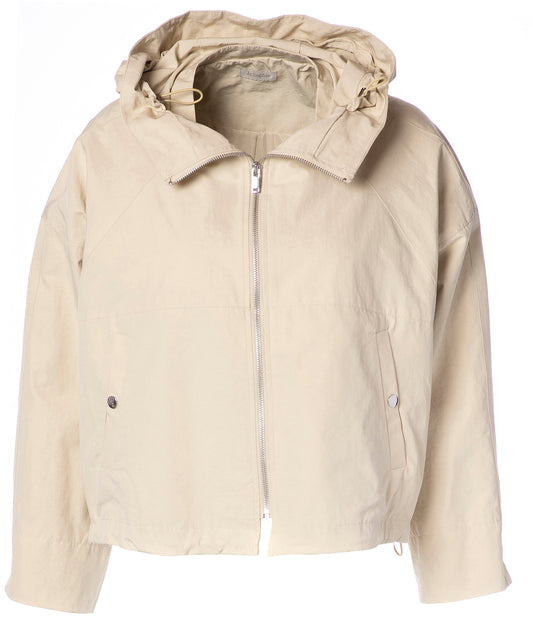 Cazadora corta capucha