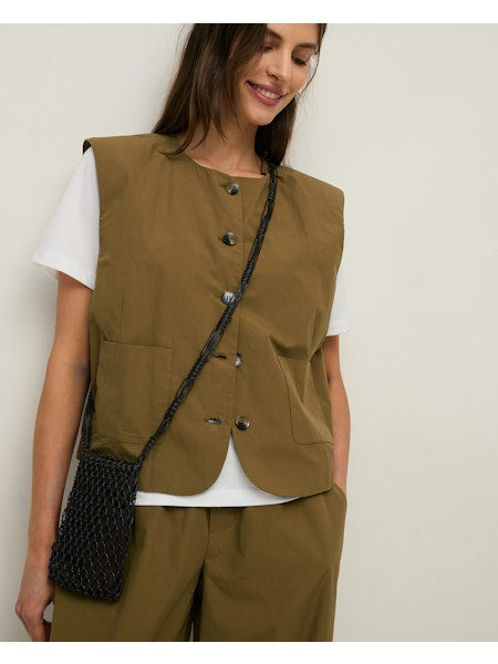 Chaleco khaki de popelín