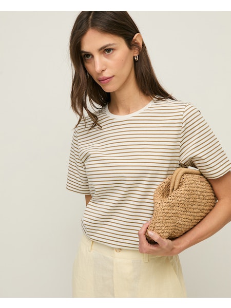 Camiseta rayas verdes cuello redondo