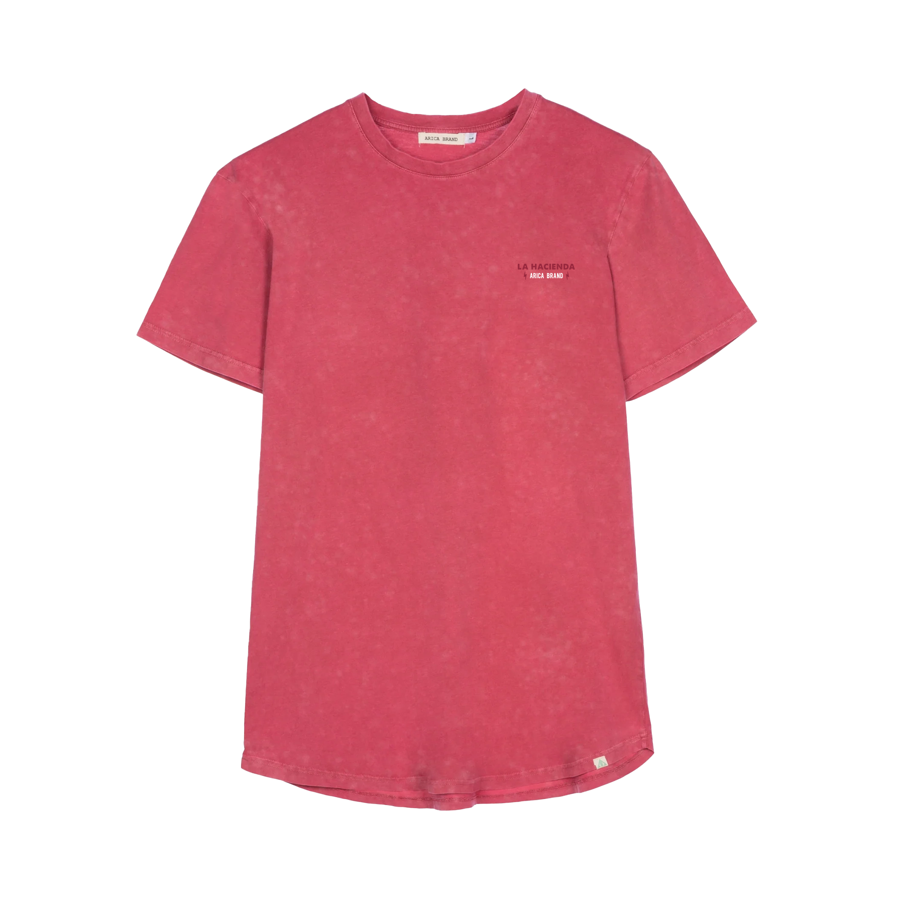 Camiseta manga corta burdeos estampada.