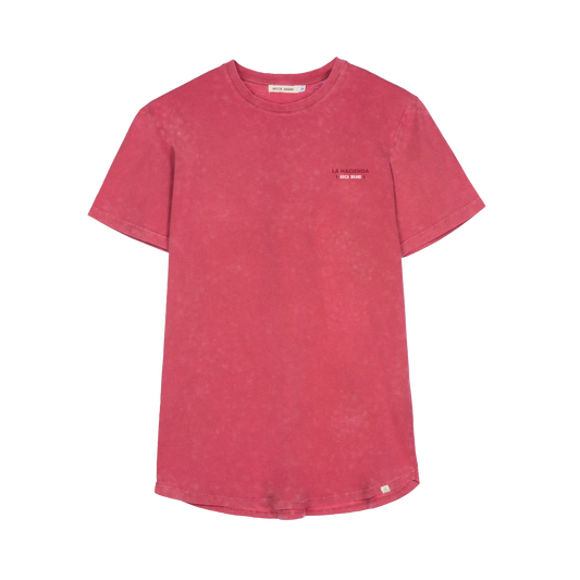 Camiseta manga corta burdeos estampada.