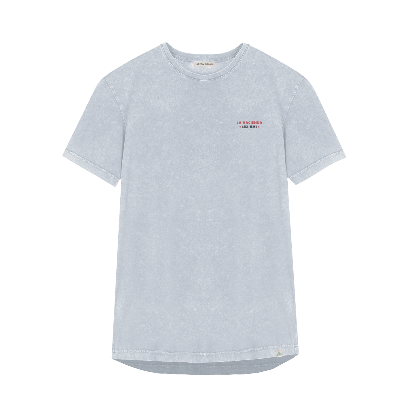 Camiseta manga corta azul claro estampada.
