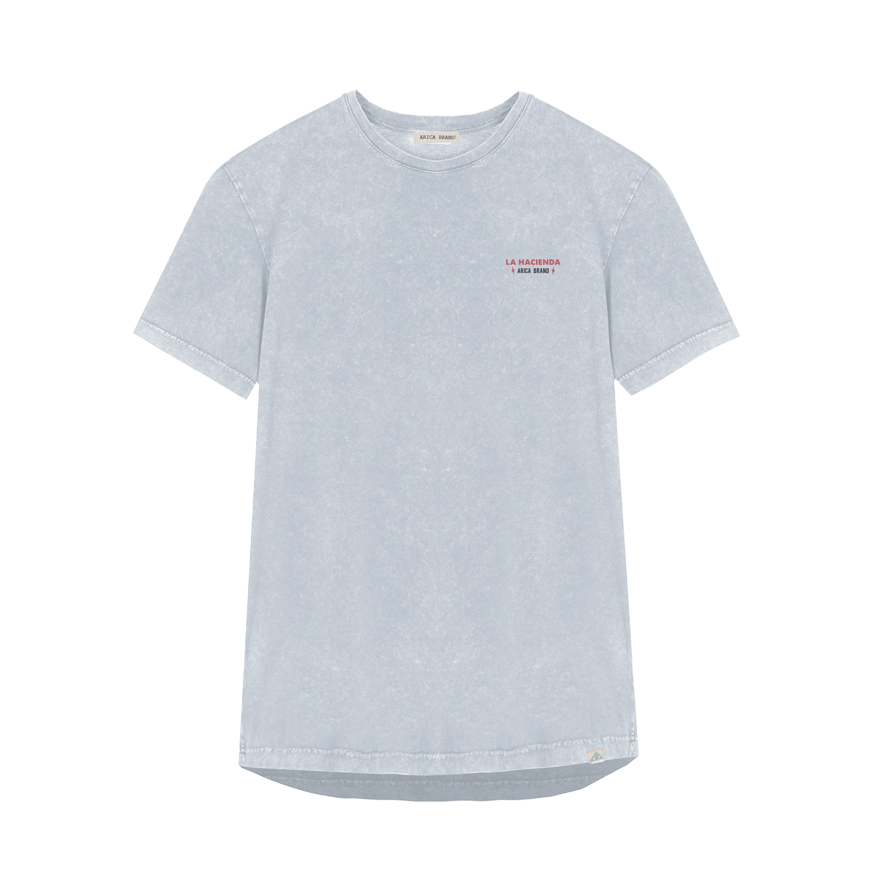 Camiseta manga corta azul claro estampada.