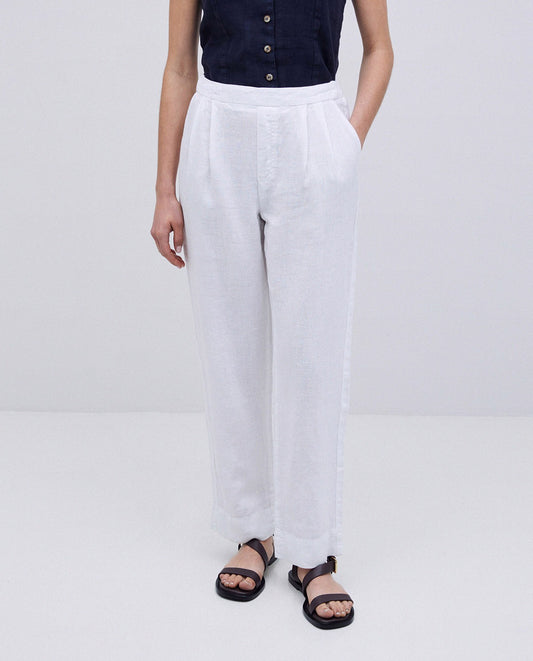Pantalones 100% lino blanco