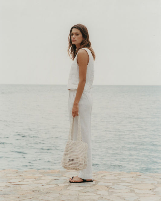 Pantalones 100% lino blanco