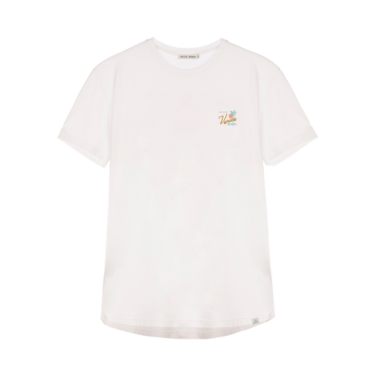 Camiseta manga corta blanca estampada.
