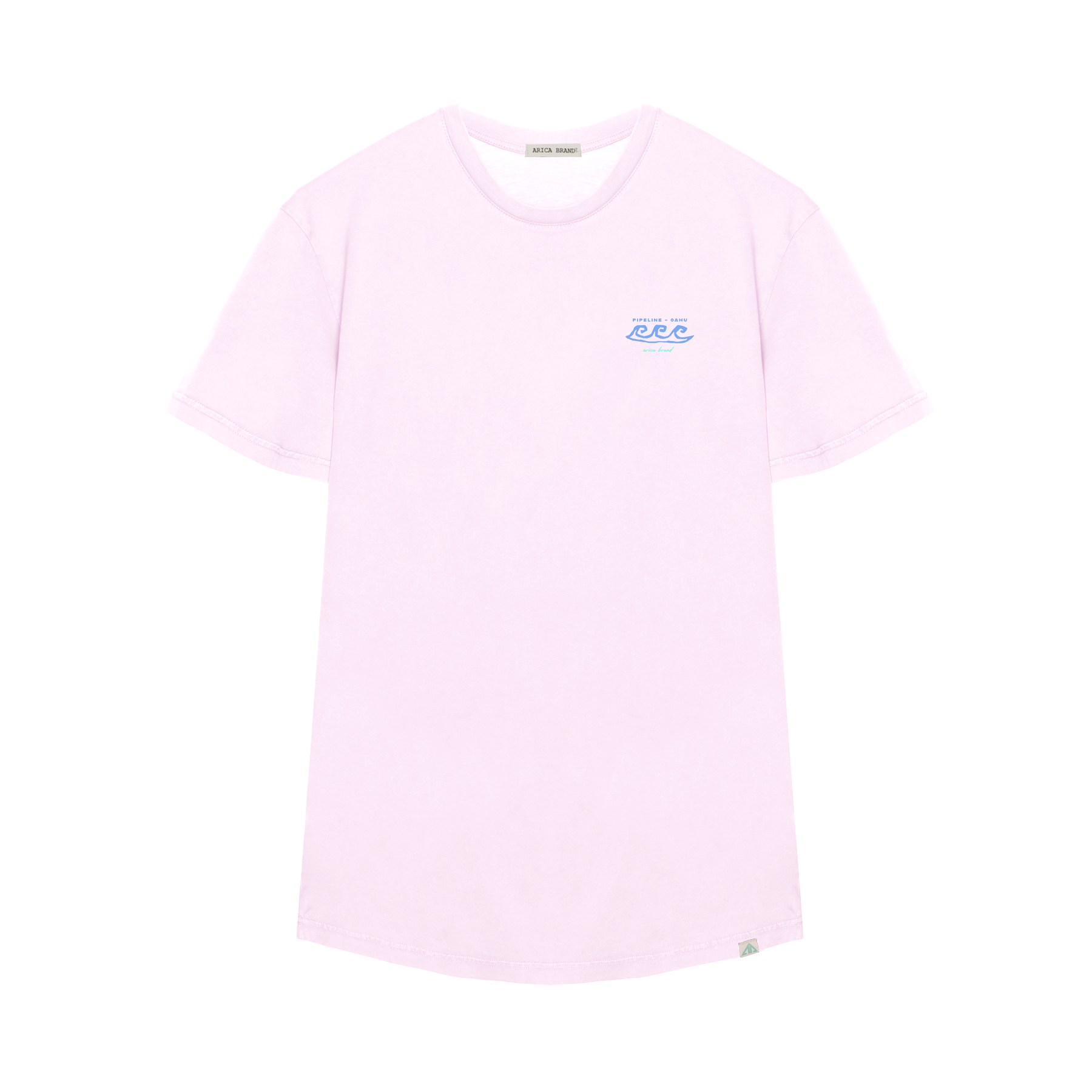 Camiseta manga corta rosa estampada.