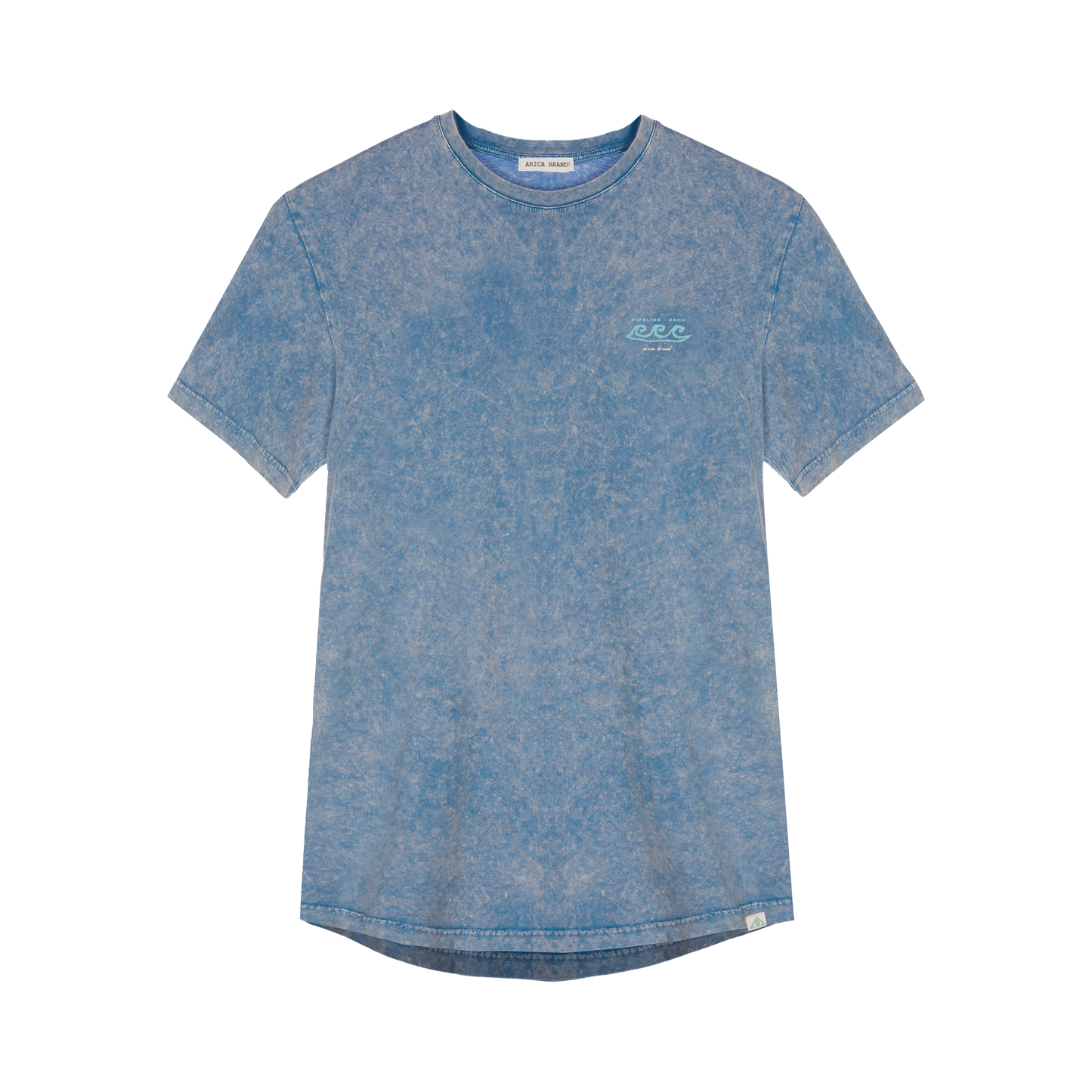 Camiseta manga corta azul estampada.