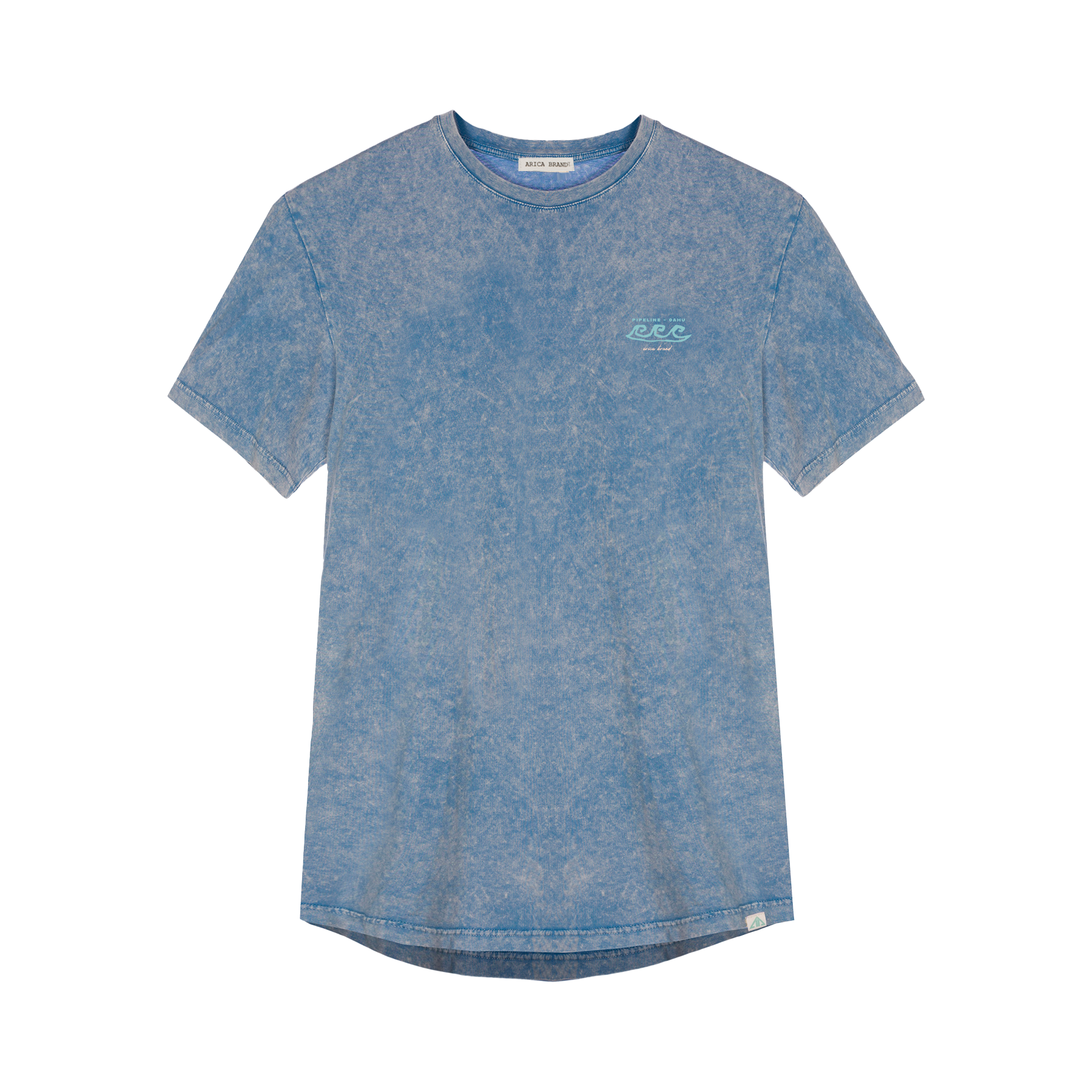 Camiseta manga corta azul estampada.
