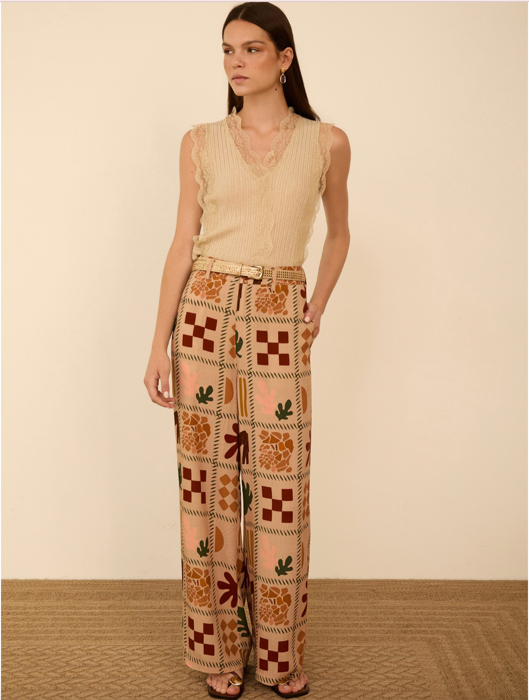 Pantalón fluído estampado