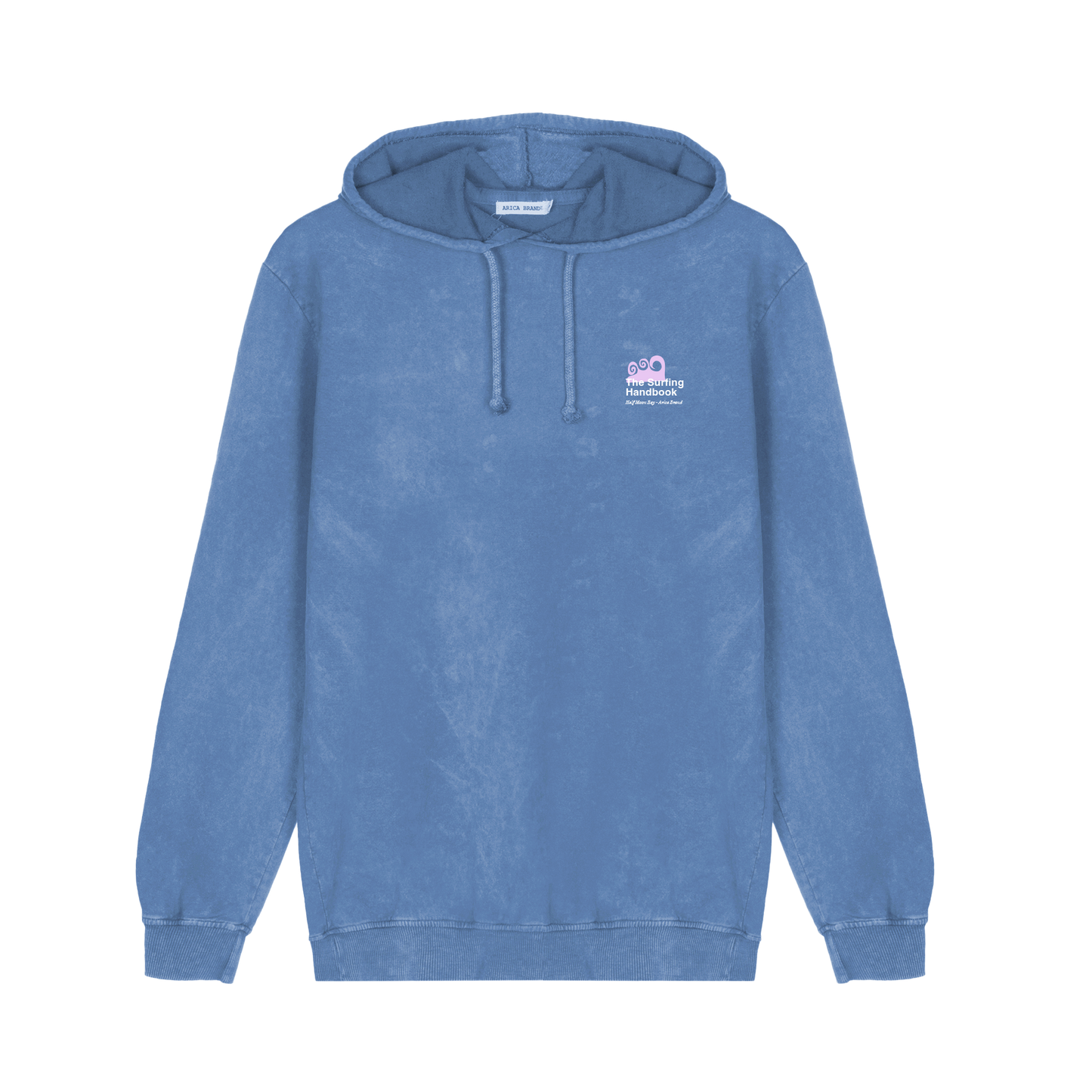 Sudadera capucha estampada azul.