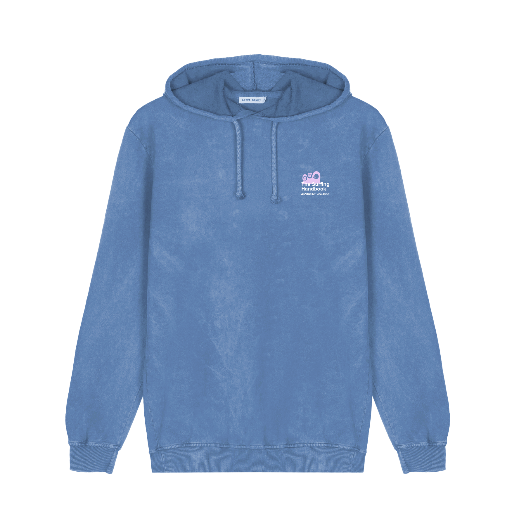 Sudadera capucha estampada azul.
