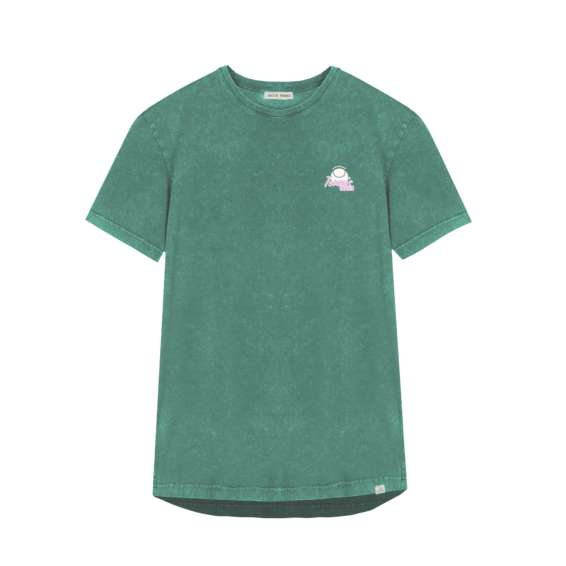 Camiseta manga corta verde estampada.