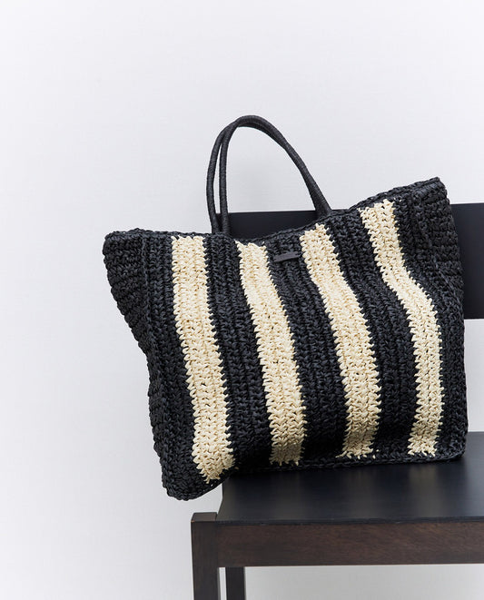 Bolso shopper rafia rayas