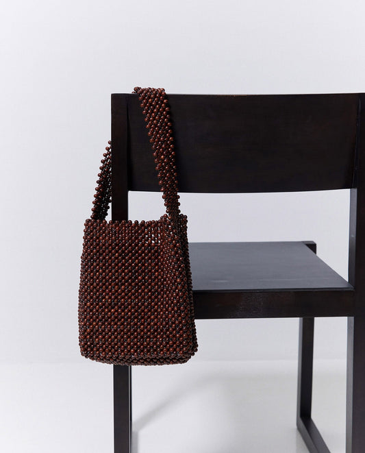 Bolso abalorios madera